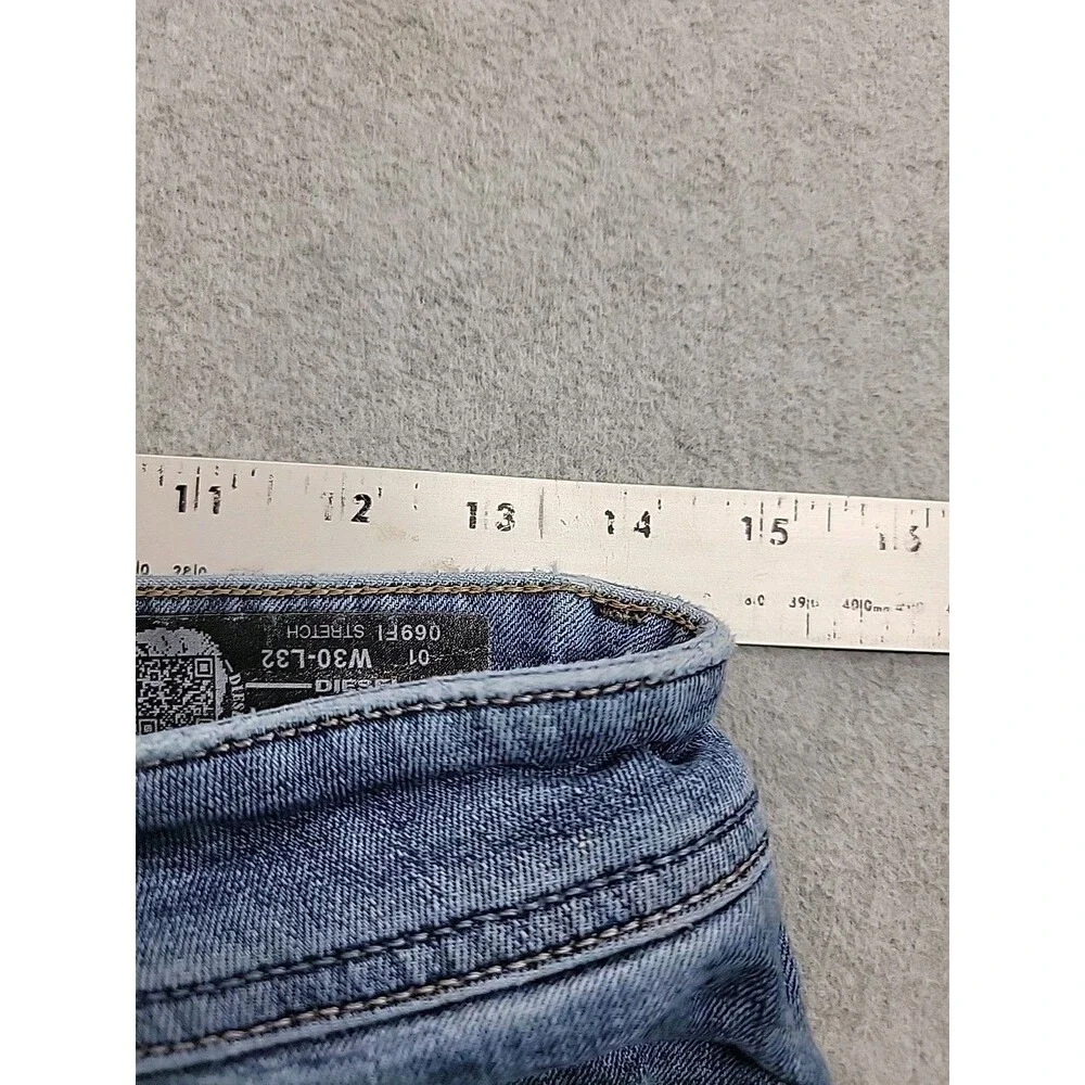 Diesel Jeans Straight Mens 30 29x32 Slim Skinny Sleenker Distressed Blue Stretch